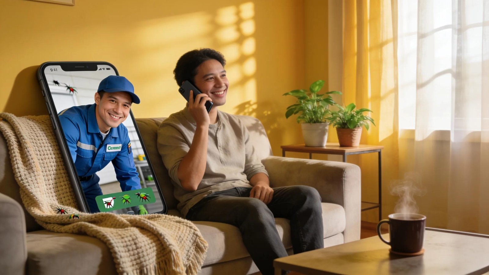 Homeowner engaging with pest control customer service representative, highlighting the importance of effective communication in pest management